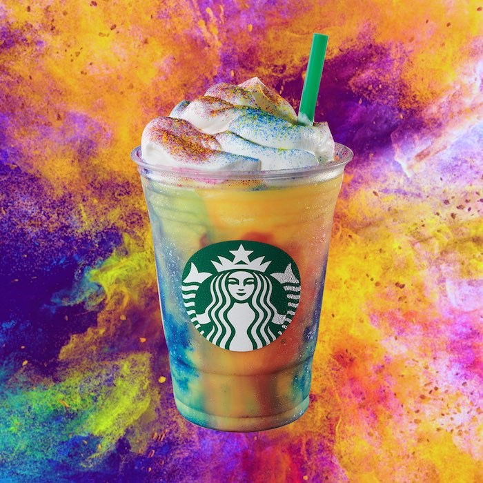 Starbucks gets trippy with its Tie Dye Frappuccino. Photo courtesy Starbucks Canada