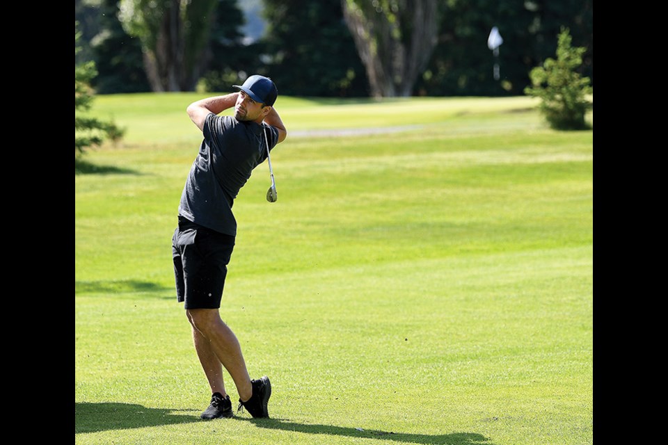 The eighth Annual PG Cougars Alumni Hospital Charity Golf Tournament took place on Saturday at Prince George Golf and Curling Club. Cougars alumni and owner Dan Hamhuis makes a second shot on seventh hole.