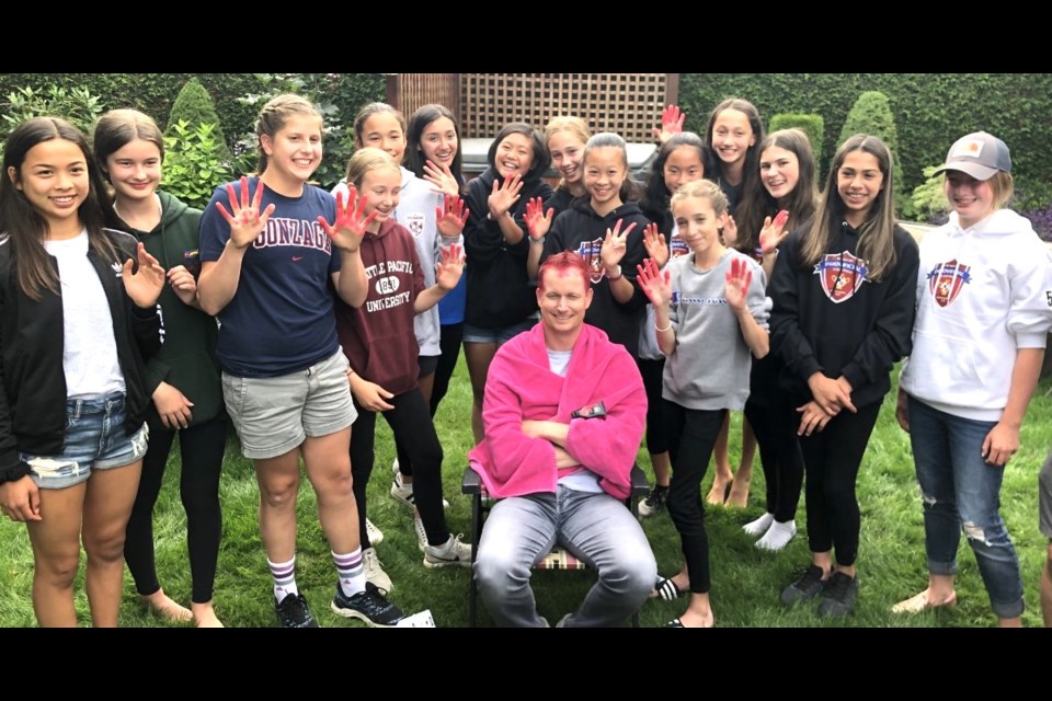 Richmond Red Bulls head coach Kyle Shury fulfilled his promise of allowing his players to dye his hair pink after they delivered him the U13 Provincial "A" Cup in dramatic fashion, earlier this month in South Surrey.