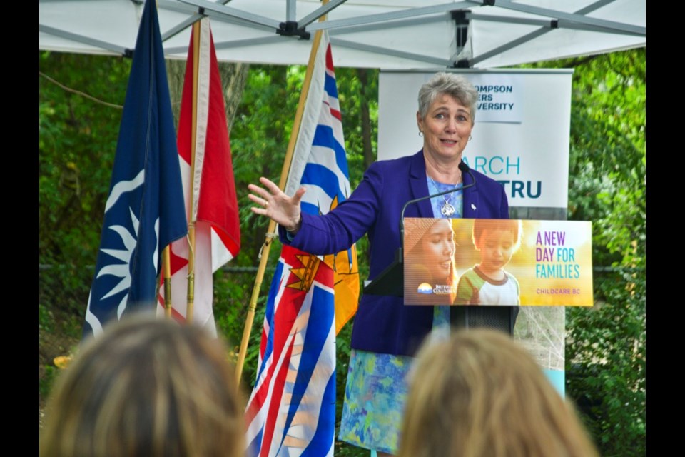 Katrine Conroy, the province’s Minister of Children and Family Development, was at Thompson Rivers University on Wednesday to announce a significant reaearch grant. “ This research goes hand-in-hand with that and helps us understand what we need to do to recruit and retain ECEs,” she said.