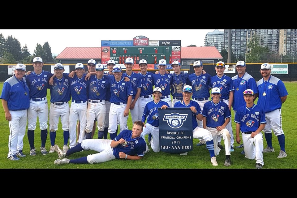 North Delta Blue Jays are headed to Ontario next month after winning last week's Baseball B.C. U18 AAA Tier One Championship with a perfect six game run in Whalley.