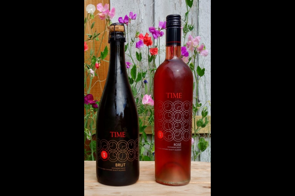 TIME Winery’s inaugural Sparkling Brut and 2018 Syrah Rosé.