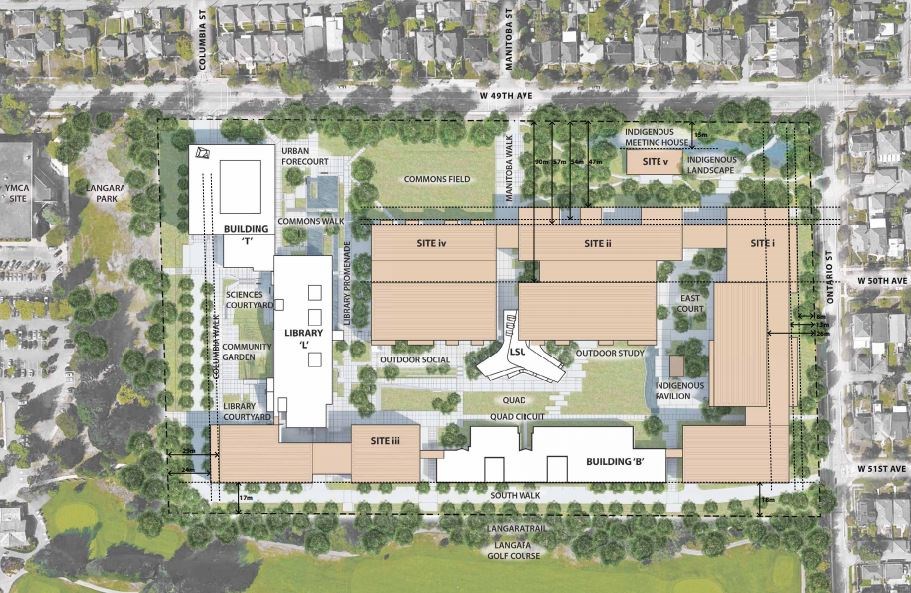 The 25-year master plan for Langara College features five new buildings.