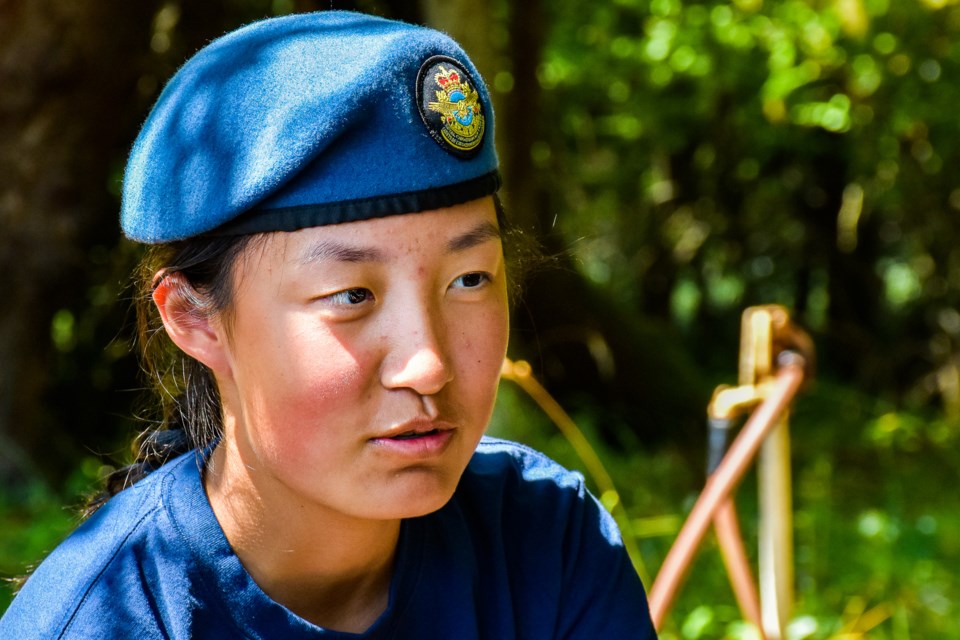 Port Coquitlam student Annie Li in teaches survival at cadet summer training on Vancouver Island.