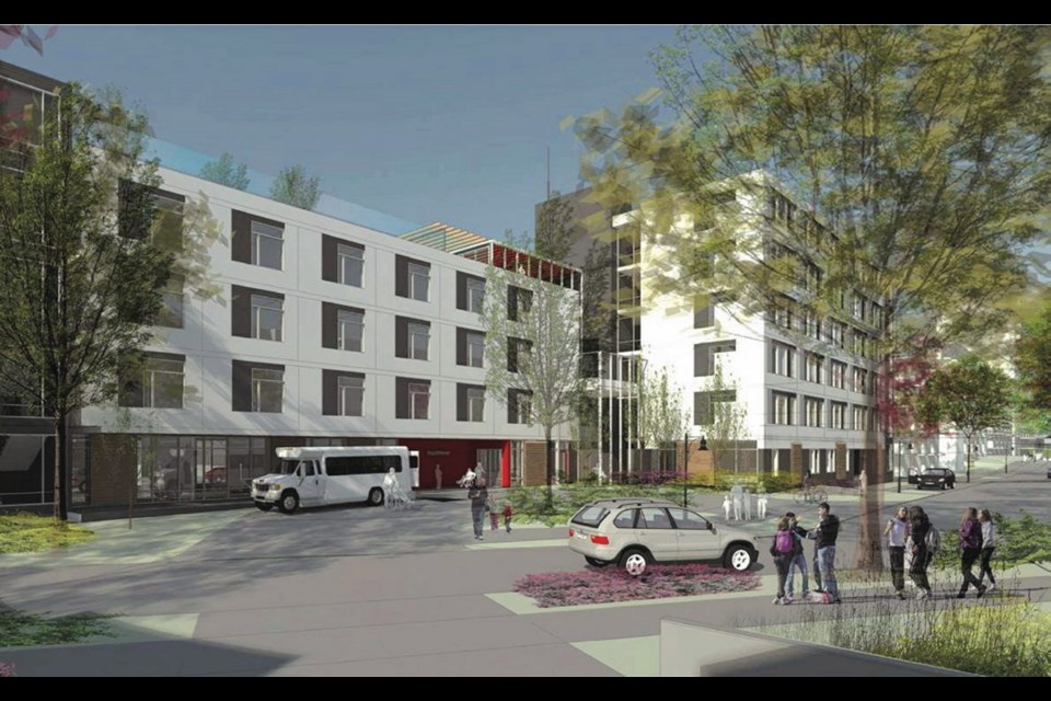 An artist&ecirc;s rendering of the entrance of the expanded Nigel House building. The $35-million facility, near the Uptown shopping centre, will house 41 people.