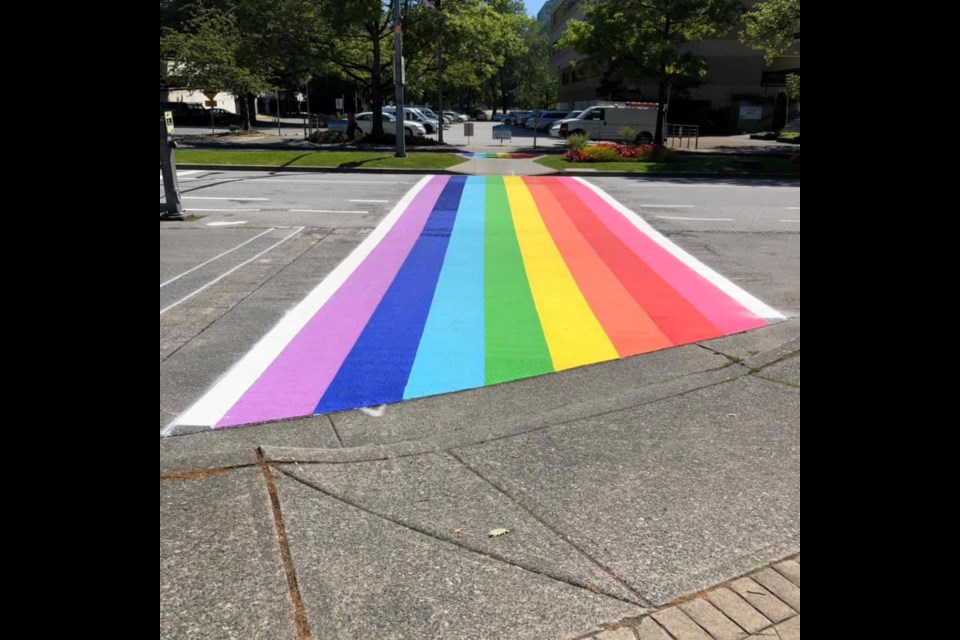 The controversial rainbow crosswalk in Richmond officially finished on Sunday morning. Michelle Li Facebook photo