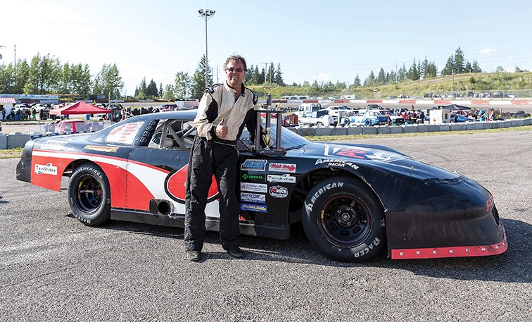 Sheldon Mayert poses with his new trophy at PGARA Speedway on Sunday after winning the 100-lap WESCAR main event. Citizen Photo by James Doyle