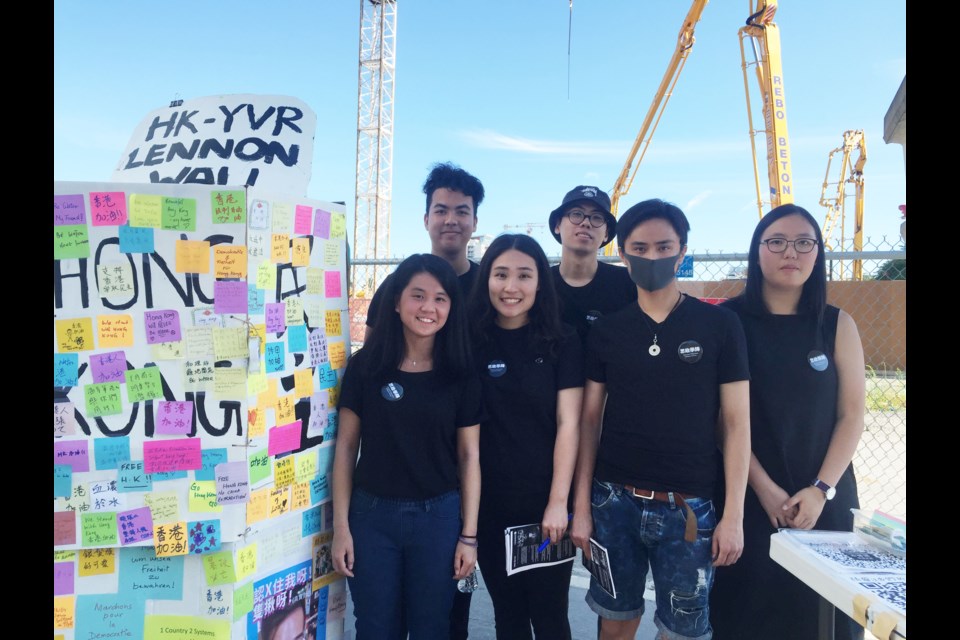 A group of young students built their own Lennon Wall in Richmond to support protesters in Hong Kong.