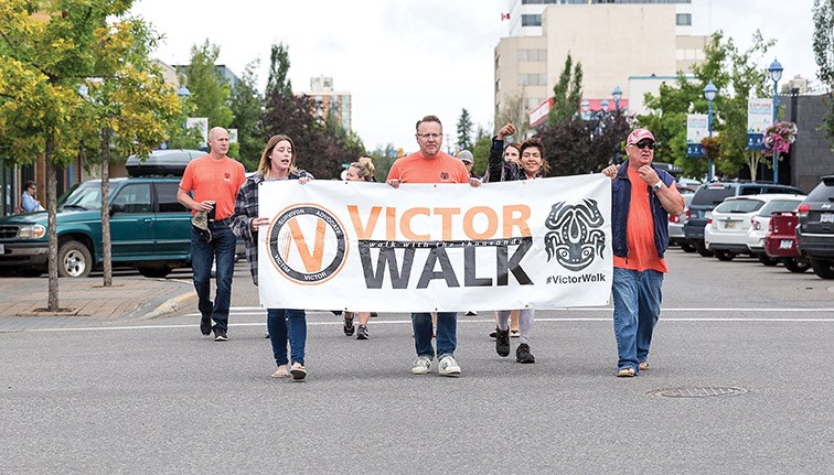 The 2nd annual Prince George Victor Walk took place on Saturday afternoon with roughly 40 participants walking the 1km route that started and finished at the courthouse. The Victor Walk was started in 2013 by Theo Fleury to bring awareness to, and support for, adult survivors of childhood sexual abuse. Citizen Photo by James Doyle