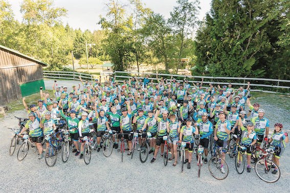 More than 100 cyclists rode through southern Vancouver Island last week to raise more than $240,000 for Vancouver Island hospices.  submitted