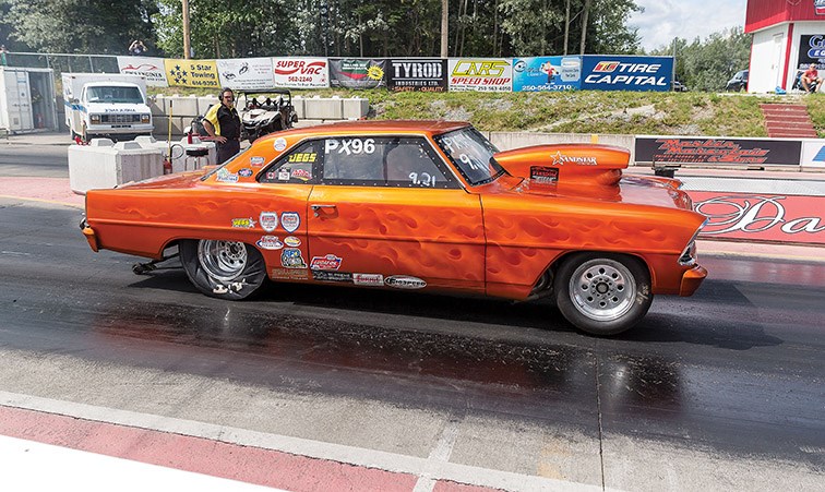 The box drag racer of Kelsey Dufresne takes off from the starting line of the Rolling Mix Concrete Raceway on Sunday afternoon at NITRO Motorsports Park during the Big Bux Shootout drag races. Citizen Photo by James Doyle