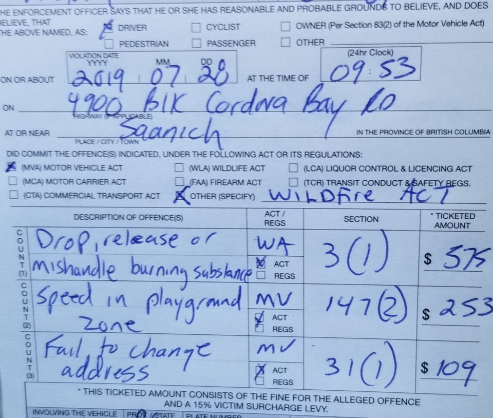 Police ticket, July 29