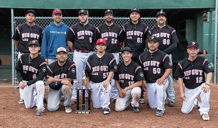 All-Star Construction players pose with their new trophy on Tuesday night at Spruce City Stadium as they defeated Falcon Contracting 9-3 to claim the Spruce City Men’s Fastball League’s championship title. Citizen Photo by James Doyle
