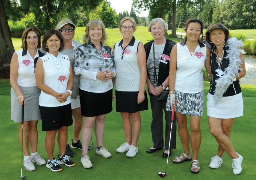 Charity tournament committee members Bernice Browne, Elain Grehan, Victoria Hamer-Jackson, Wendy Frisby, Chris McLellan, Pat Akins, Shelley Burns and Lori Blockberger.