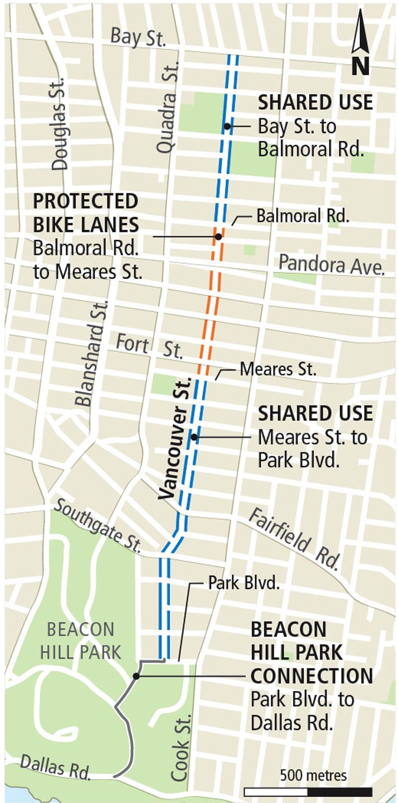 map Vancouver Street bike lanes