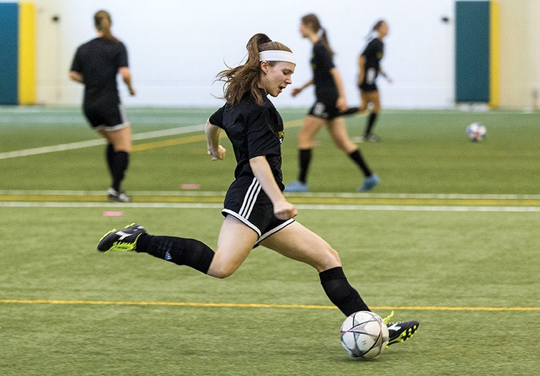 The UNBC Timberwolves women’s soccer team were put through the paces on Sunday at Northern Sport Centre during a field session as part of their 2019 training camp. Citizen Photo by James Doyle