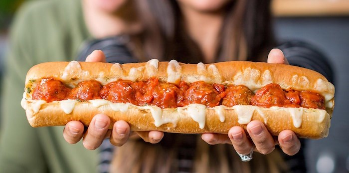 A classic Meatball sub sandwich from Subway.
