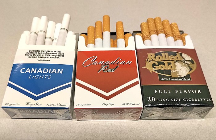 Different brands of contraband cigarettes, originally offered for sale on First Nations reservations