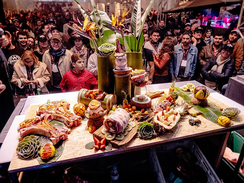 A display of butchered and dressed cuts of meat at the Butcher Wars competition at the Churrascada international barbecue festival in Sao Paolo, Brazil, where Port Moody's Taryn Barker finished fourth out of six international competitors.