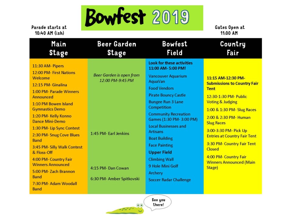 The Bowfest schedule.