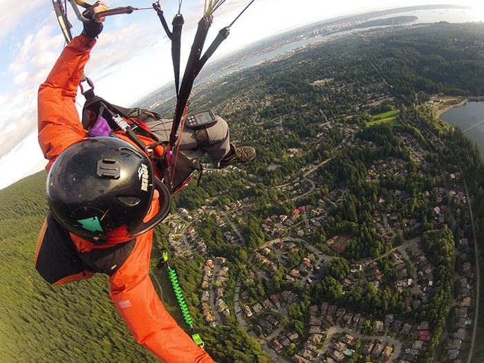 Paragliding from Grouse Mountain. Photo Bill Nikolai