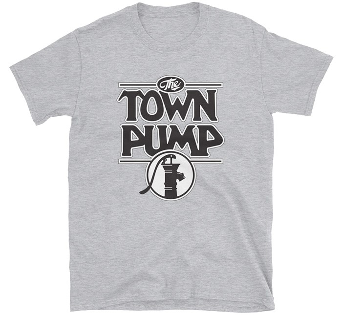 The official Town Pump t-shirt is available exclusively through Vancouver Is Awesome.