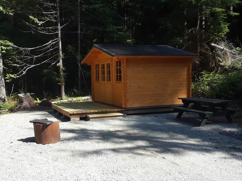 TRAVELLING LIGHT?: qathet Regional District has completed installation of the first camper cabin at Haywire Bay Regional Park. The shelter sleeps three to four people and can be reserved for $50 a night. Contributed photo