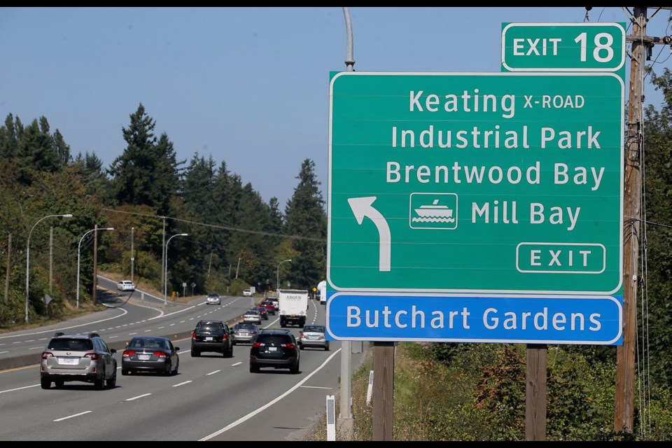 According to ICBC, there were 15 crashes at the intersection of Keating Cross Road and the Pat Bay Highway in 2017, the most recent year for which statistics are available. adrian lam, times colonist