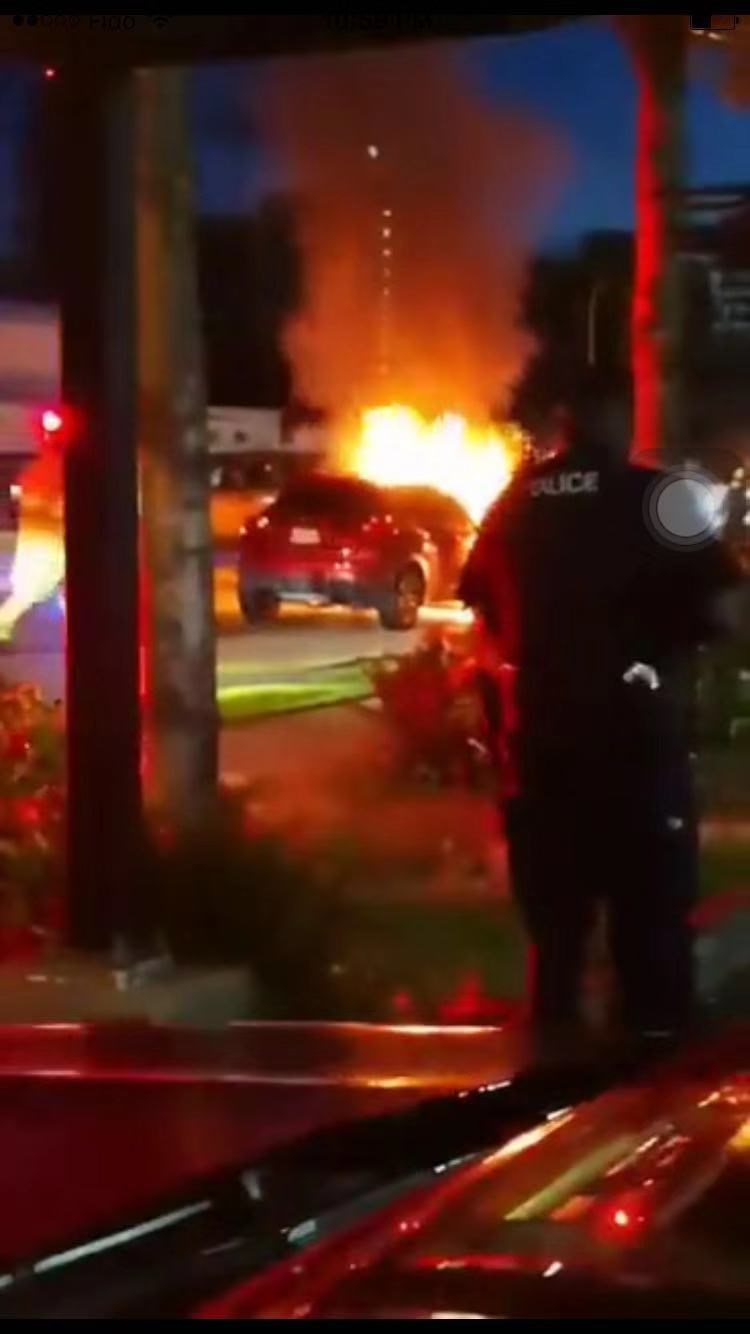 Video: Car bursts into flames on Sea Island way in Richmond_0