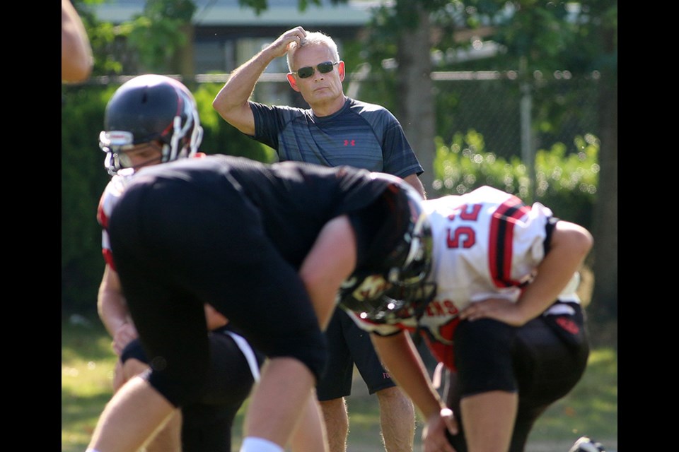 MARIO BARTEL/THE TRI-CITY NEWS
Terry Fox Ravens coach Martin McDonnell said the youth of this year's team makes it difficult for him to assess how they'll do when the high school football season begins this weekend.