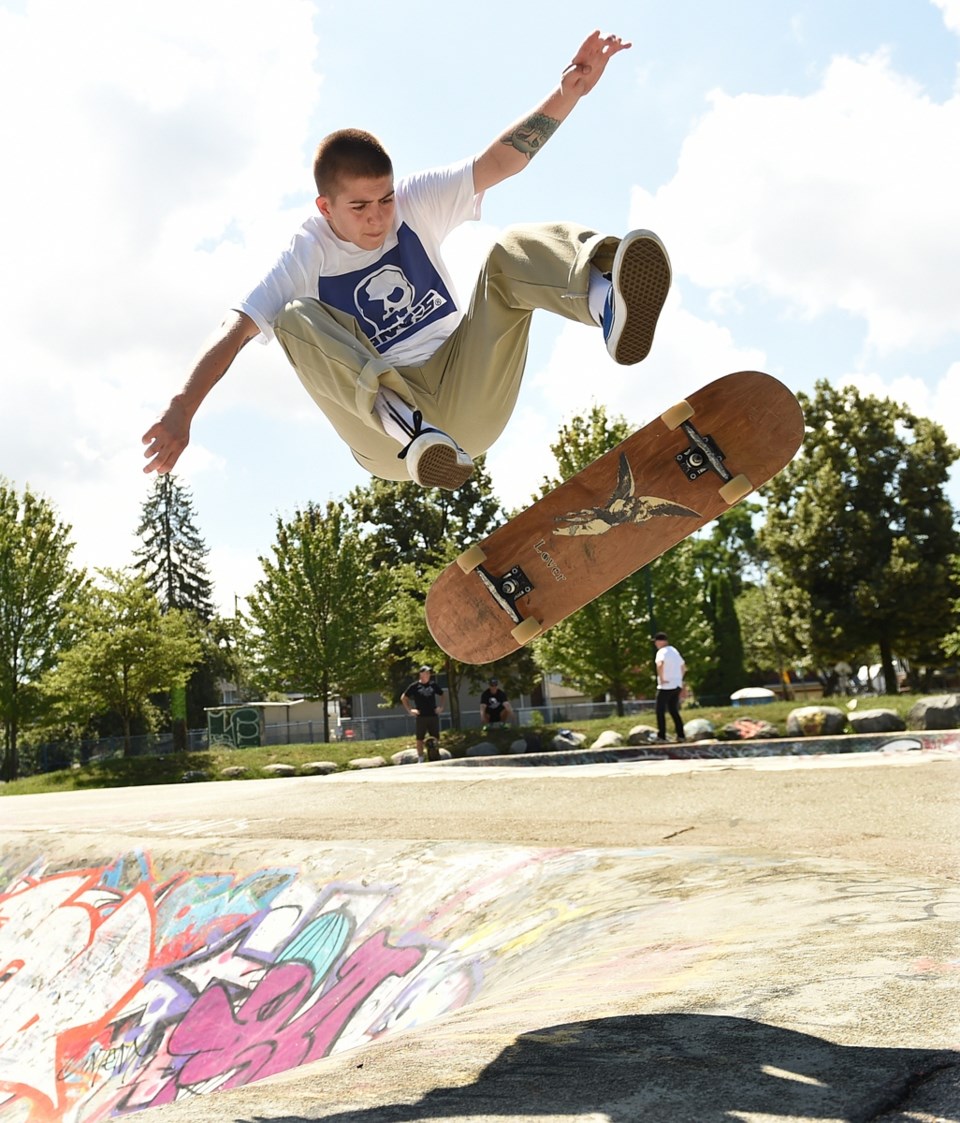 Alexis MacRae catches some air out of the bowl at China Creek skatepark, which celebrated its 40th a