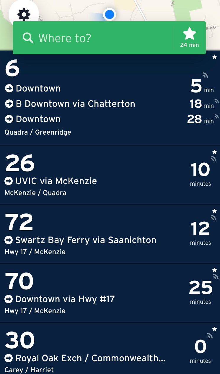 screenshot Transit app