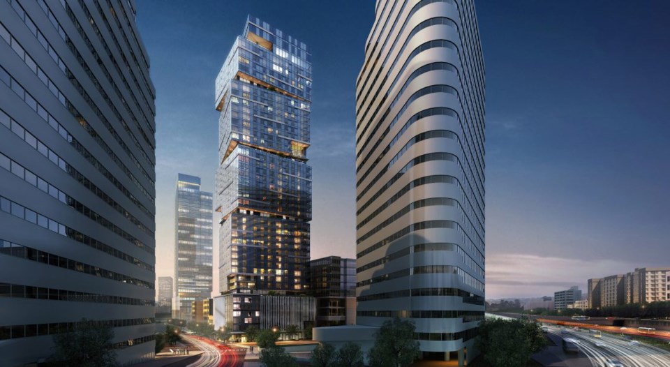 The Nexus condo tower in Seattle, a 410-storey condo building with 417 units close to the I5.