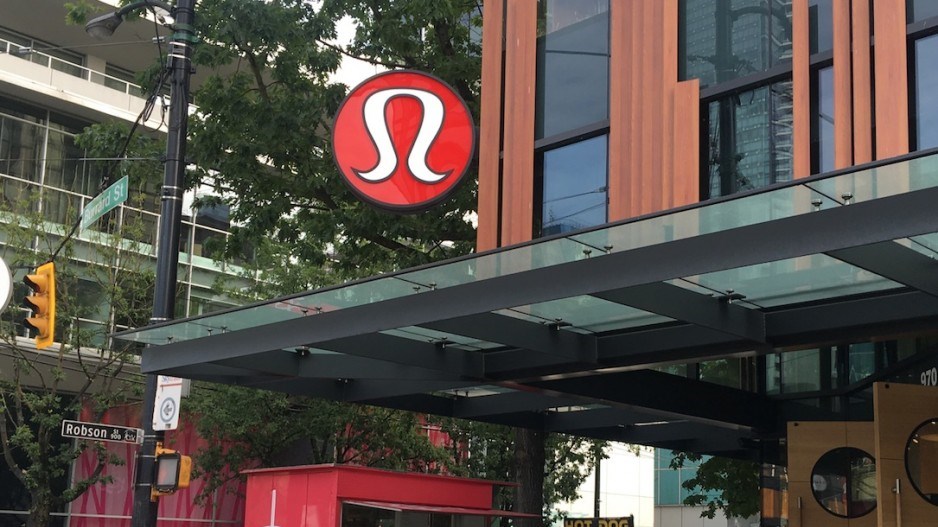 A prominent Lululemon store in Vancouver is at the corner of Robson and Burrard streets. Photo Glen