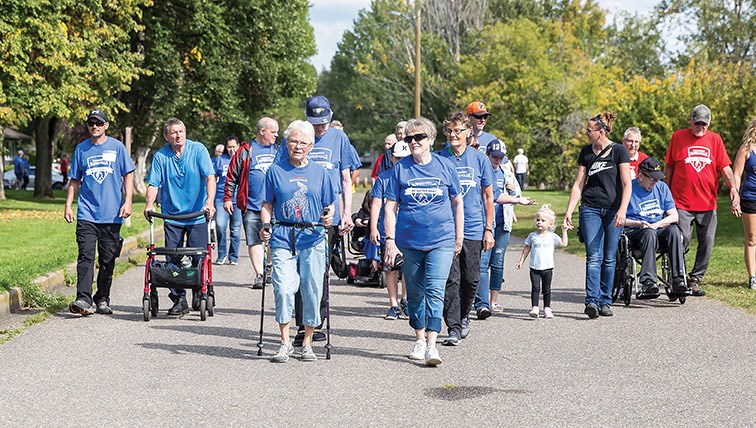 Roughly 100 participants of all ages took part in the Parkinson’s Superwalk around Lheidli T’enneh Memorial Park on Saturday afternoon. The walk is meant to help raise funds and bring awareness to the disease that affects more than 13,000 people in B.C. Citizen Photo by James Doyle