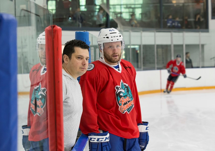 Toronto Maple Leafs star Morgan Rielly and league organizer Jon Calvano.