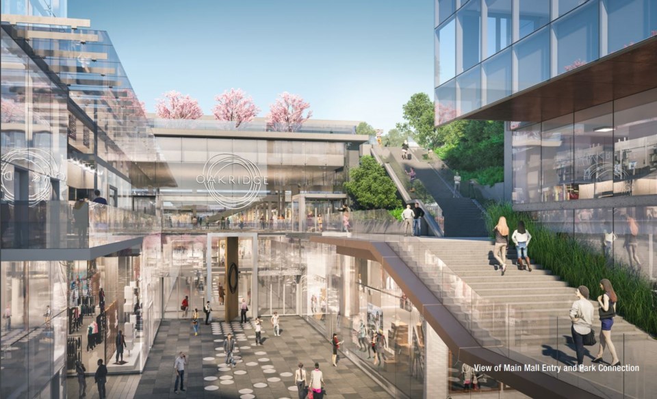 View of main mall entry and park connection. Rendering Henriquez Partners Architects