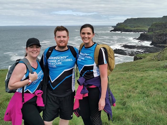 Debi Turner, left, and companions, during the Causeway Coast Challenge on the Giant’s Causeway in No
