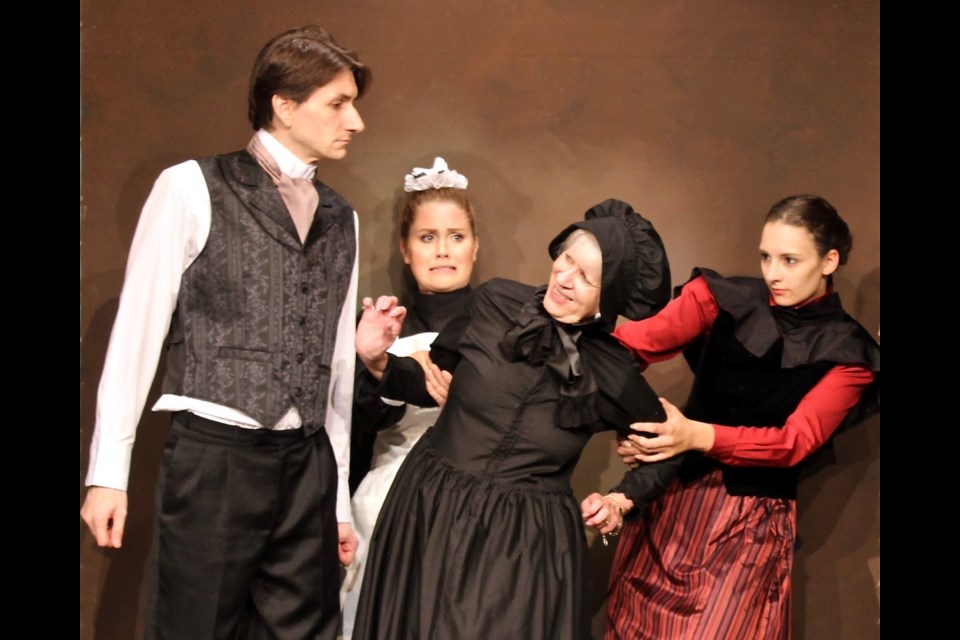 Kurtis Maguire, Kelsey Robertson, Bev Pride and Sarah Prato in the Vagabond Players' Terror by Gaslight.