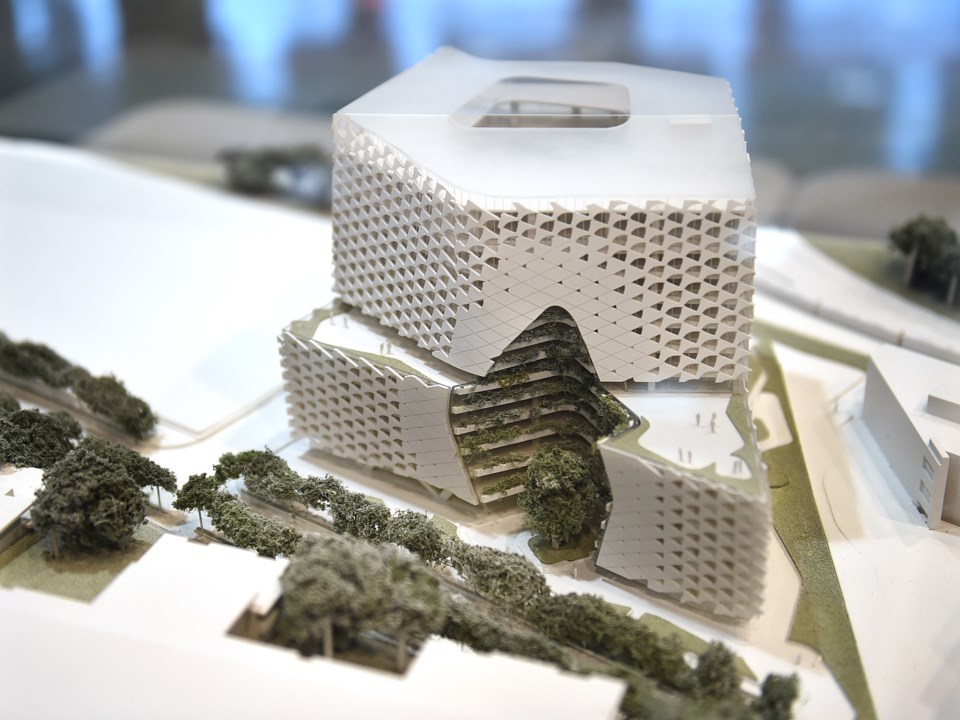 A model of the project at the Sept. 12 open house. Photo Dan Toulgoet