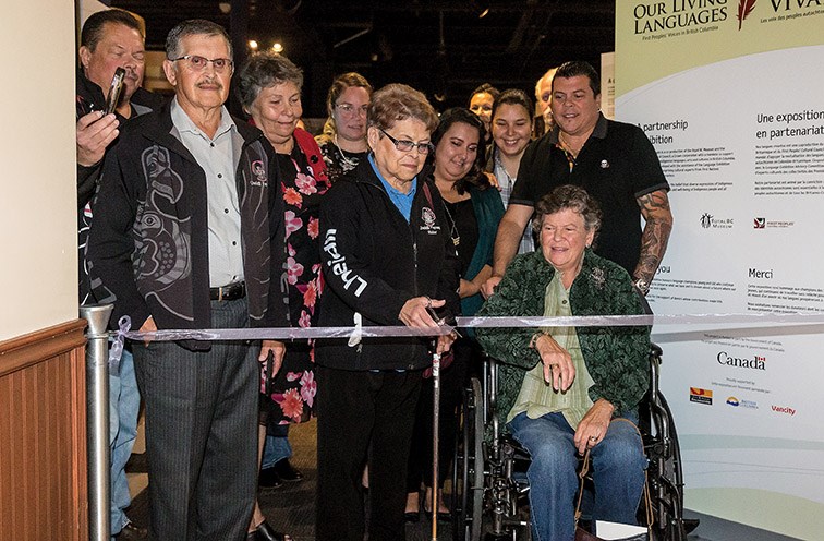 Family of Mary Gouchie gather during a ceremonial ribbon cutting on Saturday evening at The Exploration Place to open the Mary Gouchie: Hubodulh’eh exhibit, along with, Our Living Languages, a traveling exhibit from the Royal B.C. Museum. Both exhibits open to the public September 15 and will run until Jaunary 6, 2020. Citizen Photo by James Doyle