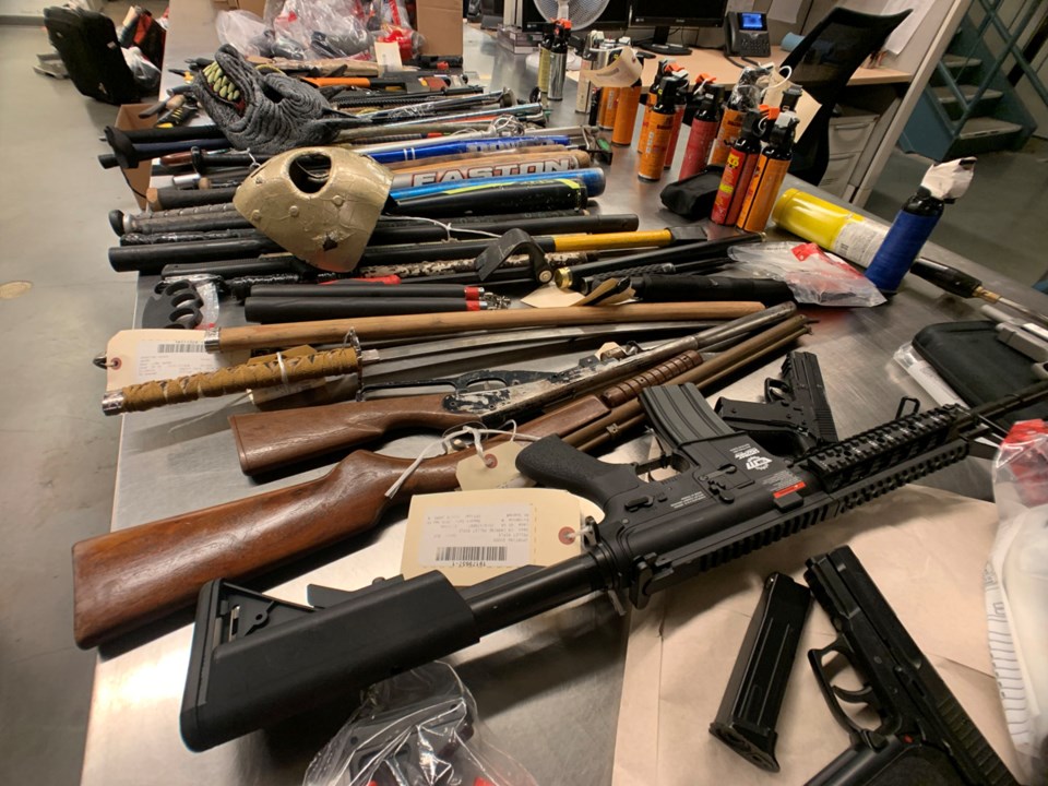 Police released photos and a video Thursday showing the number of weapons seized in Vancouver this y