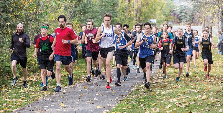 It was a mass start for the runners that competed in the high school cross country running race at Cottonwood Island Park on Saturday morning. Citizen Photo by James Doyle