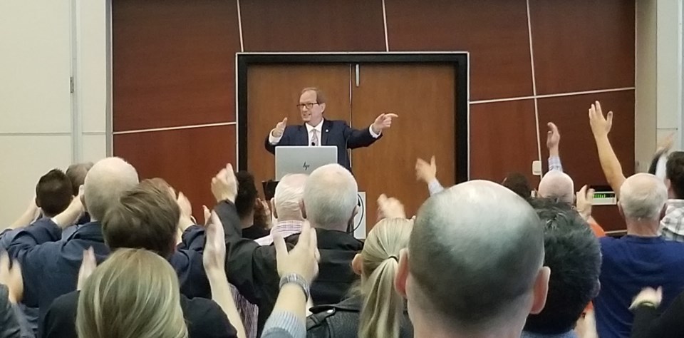 Ozzie Jurock got his audience up and moving before his final presentation. Photo Michael Geller