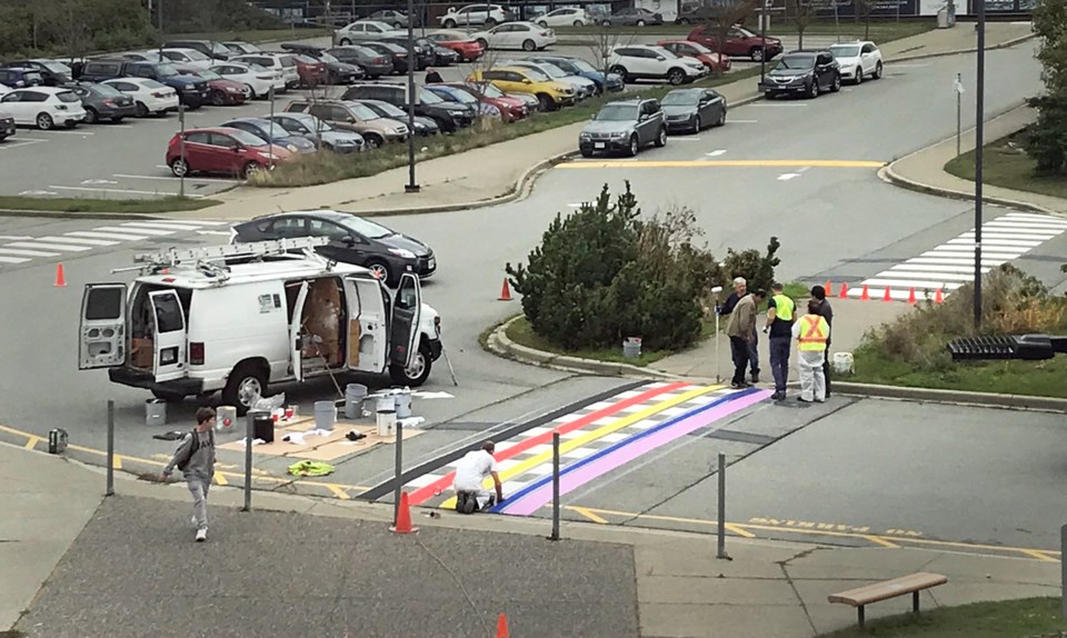 Rainbow crosswalk, Byrne Creek