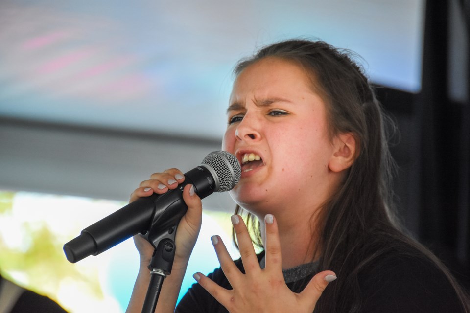 Victoria Anthony sings at the BeYou event at Coquitlam Centre.