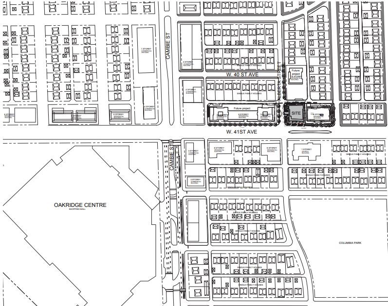 Site context for 325 to 343 West 41st Ave.