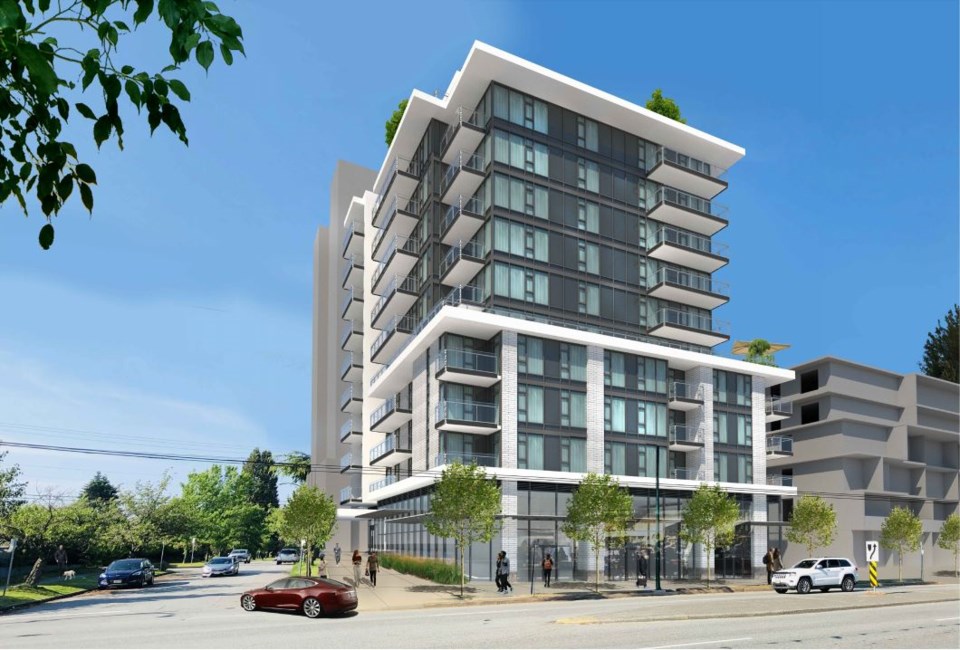 View from 41st Avenue and Alberta Street of building proposed for 325 to 343 West 41st Ave.