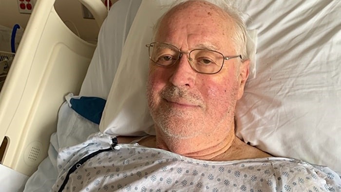 Canadian clock master Ray Saunders in hospital. Photo submitted