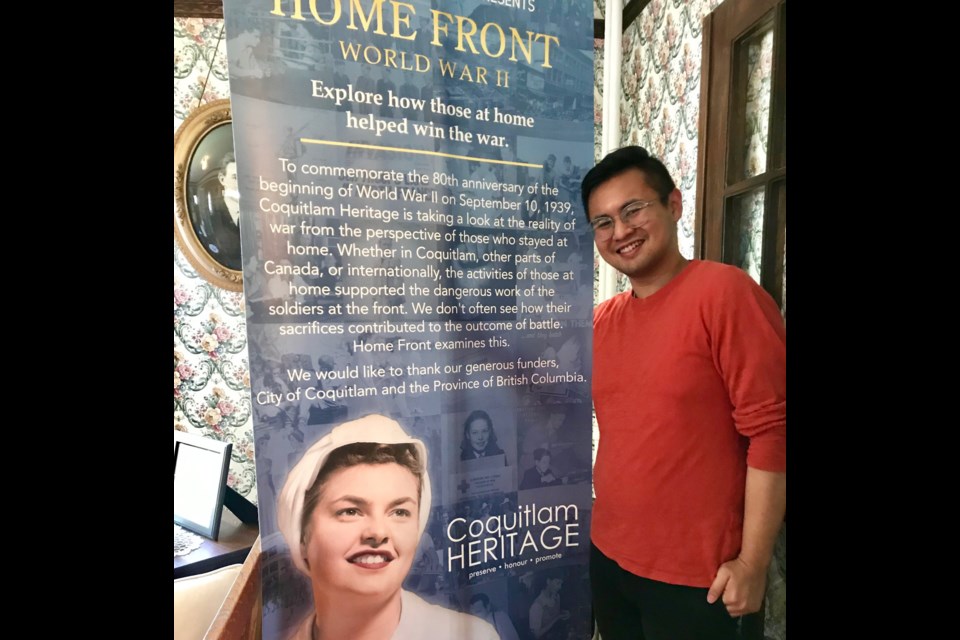 Miggy Ferrera, a heritage assistant at Mackin House Museum, colourized two historical images for the Home Front: World War II display.
